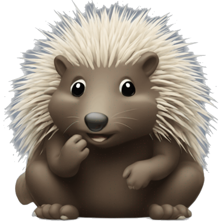 Porcupine blowing a kiss emoji