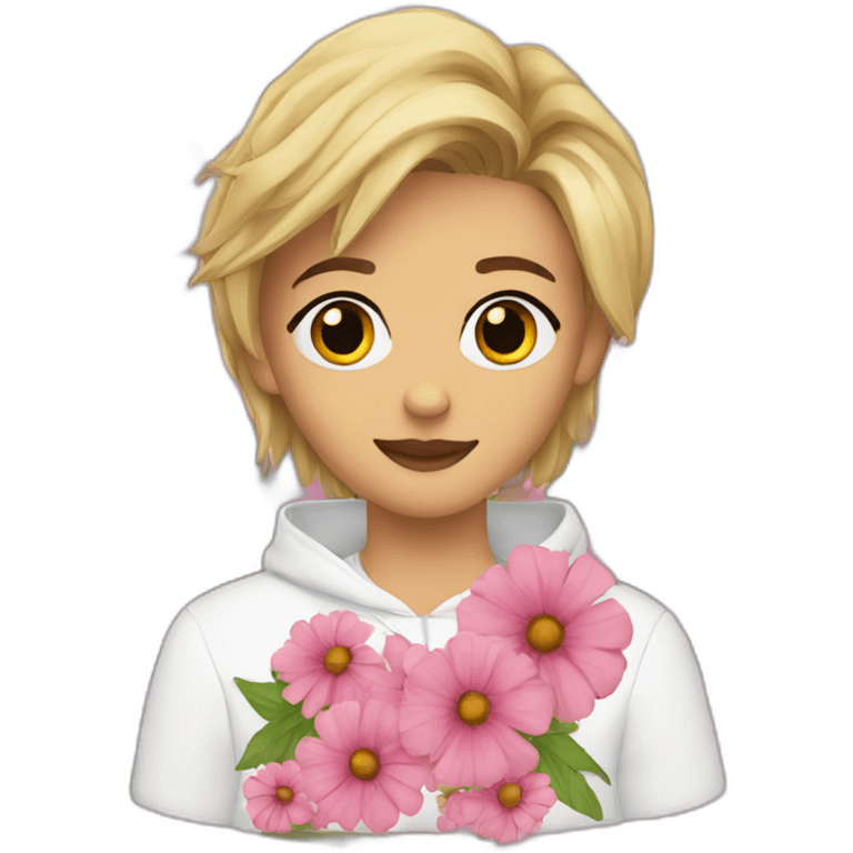 hailey beiber with flowers emoji