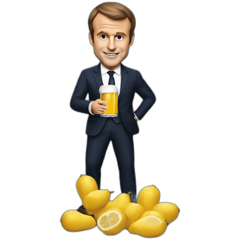 Emanuel macron boit une bières emoji