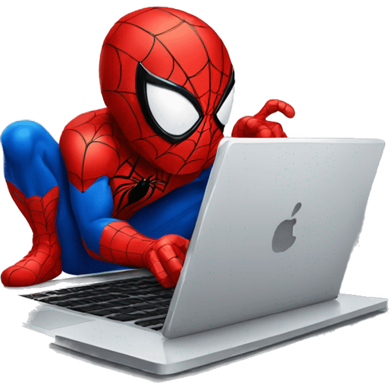 Spiderman using laptop emoji