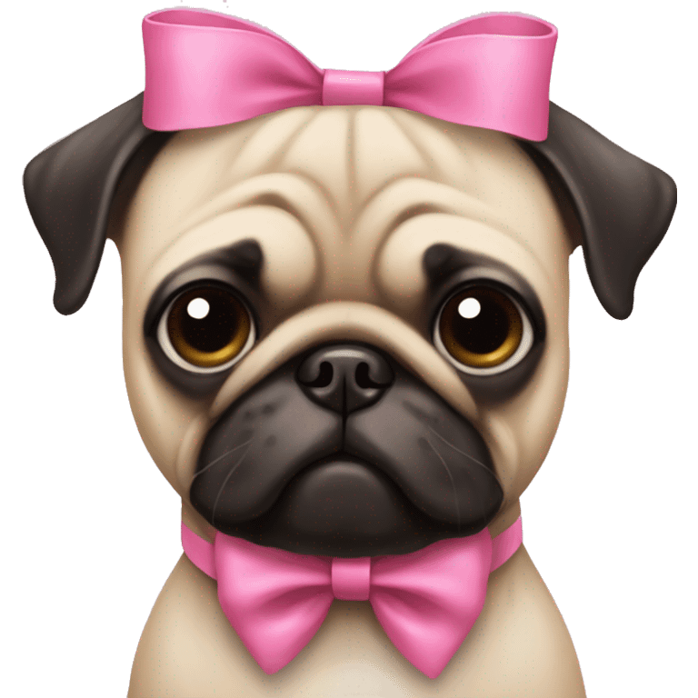 A pug with a pink bow emoji