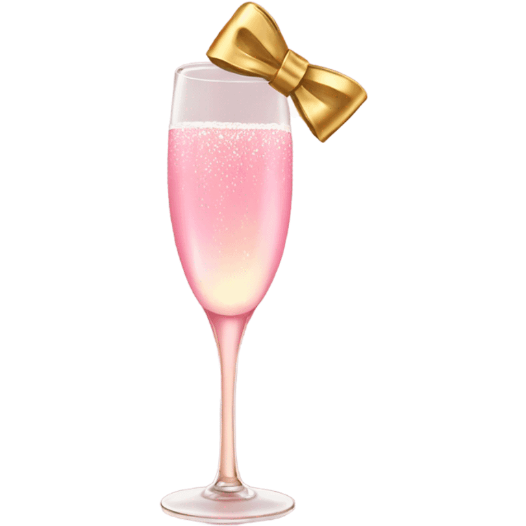 Pink champagne with gold bow emoji