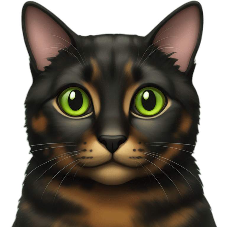 tortoiseshell black cat green eyes emoji