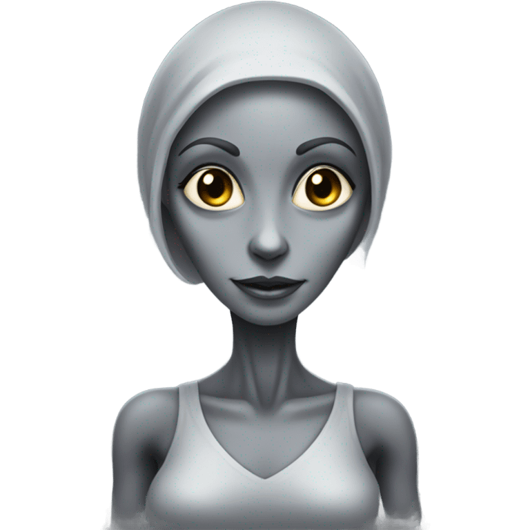 a gray alien woman full body emoji