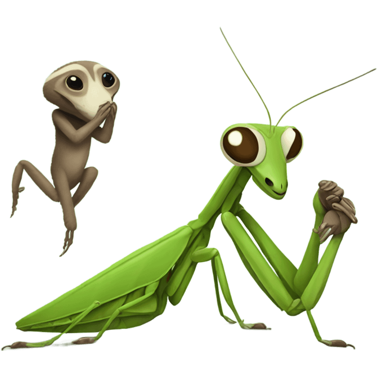 Praying mantis with a sloth emoji