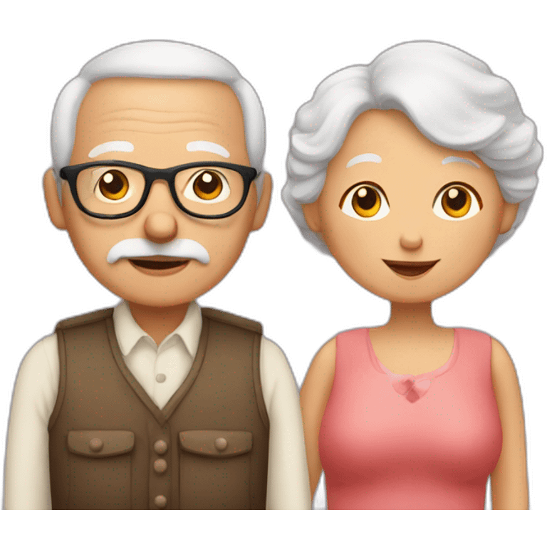 Grandma and grandpa with heart love  emoji