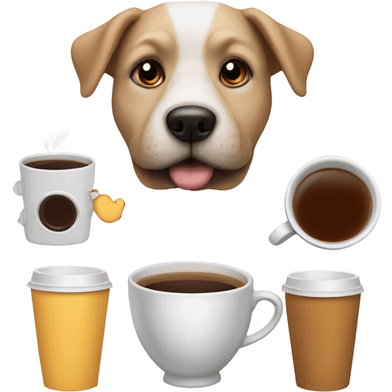 Dog drink coffe and tea  emoji