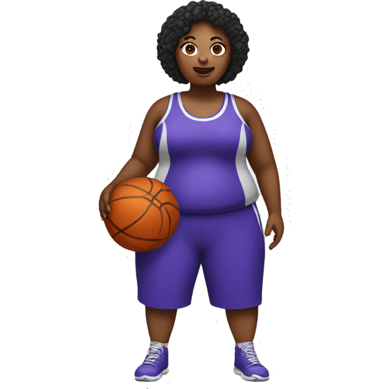 chubby woman with a basketball body emoji