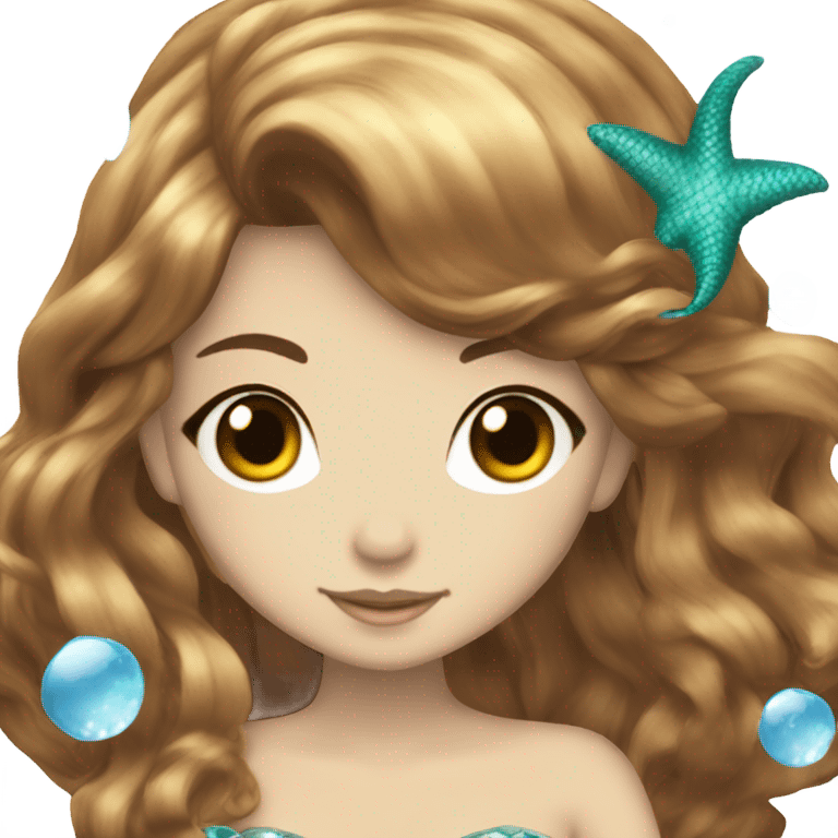 princess mermaid hime gyaru girl, scales, brown hair emoji