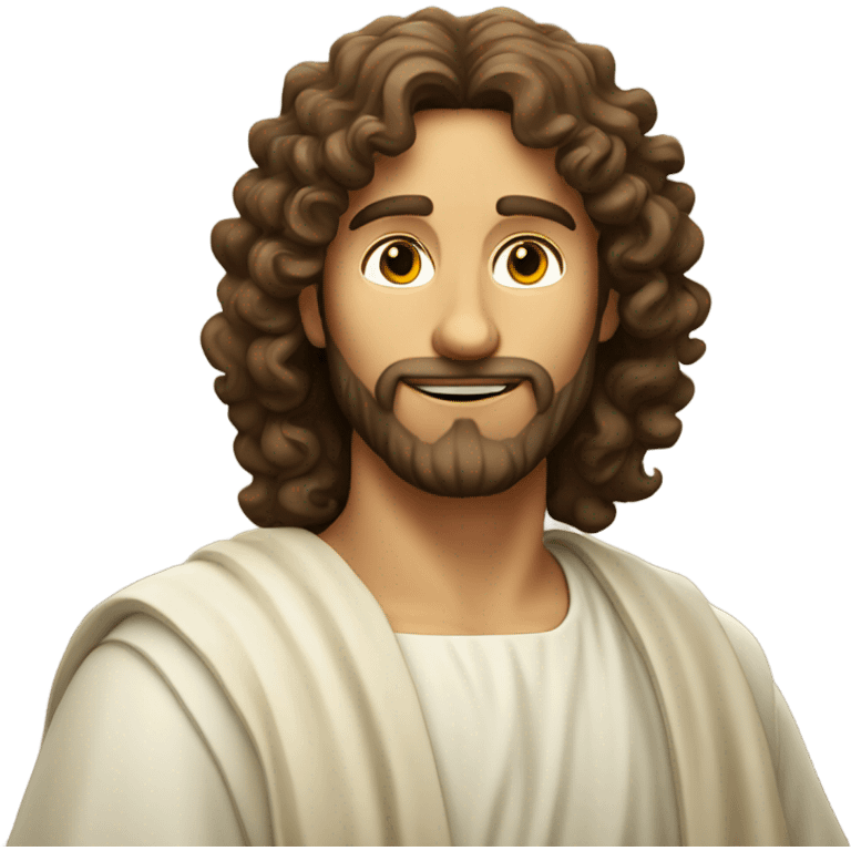 Curly haired Jesus taking a selfie emoji