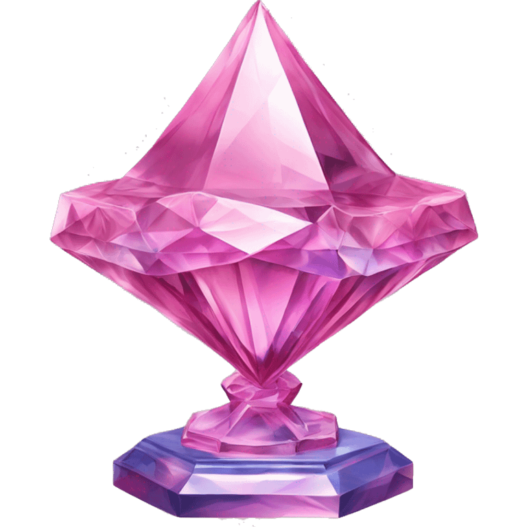 crystal sculpture Mage hat with a geometric, faceted design. The hat is standing upright on a base with angular and baroque features. The vibrant midtone tints of pastels and pink highlights the sharp edges and planes. detailed hat emoji