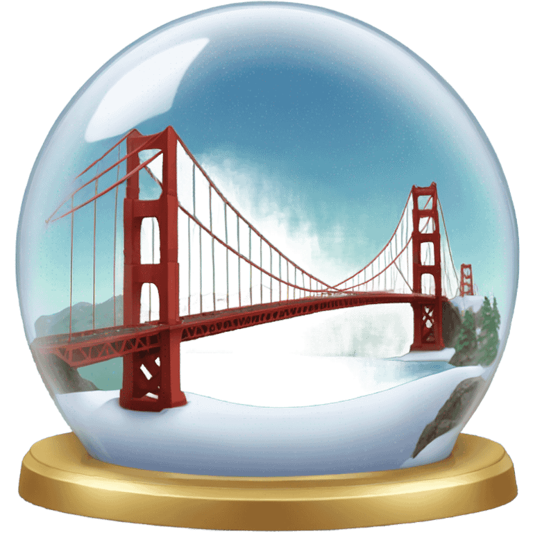 golden gate bridge snow globe, 4k, no background emoji