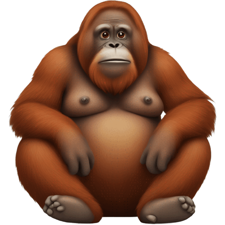 Fat orangutan sitting on floor emoji