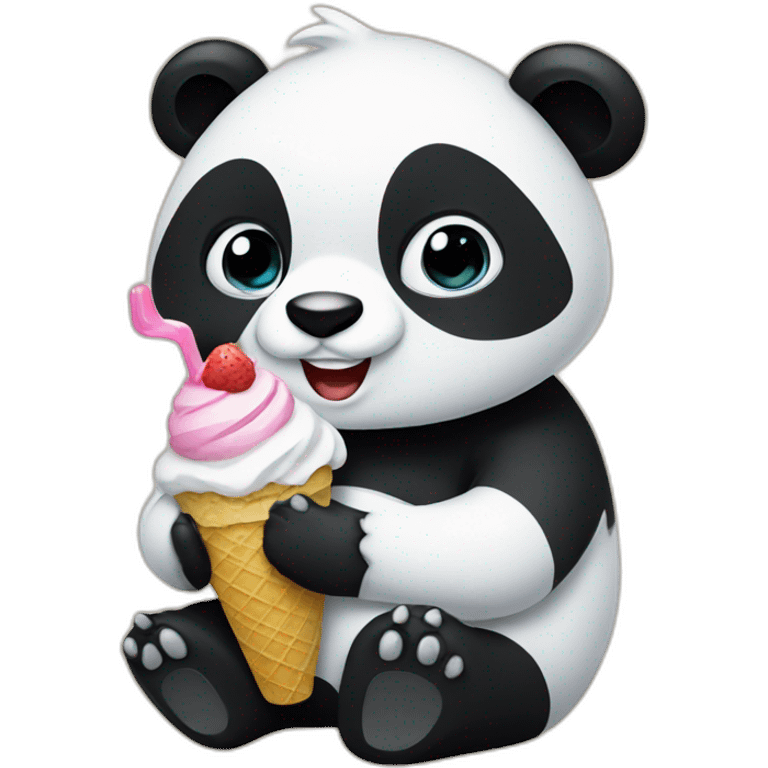 Panda eating ice cream emoji