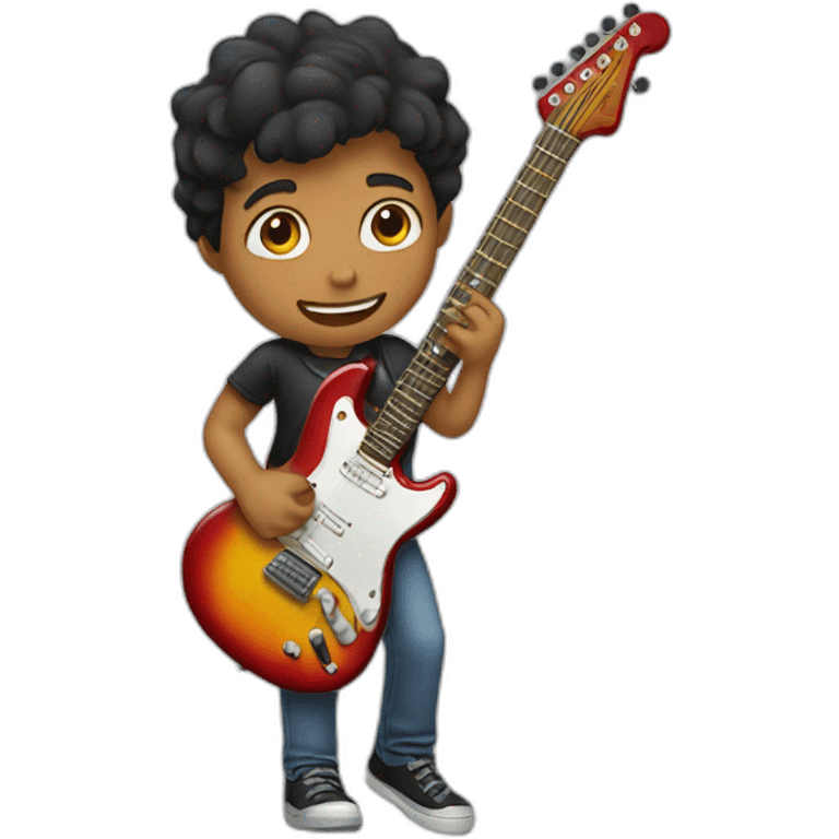 A boy playing a Electric Guitar emoji