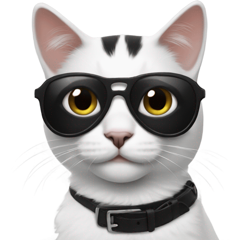 Black and white cat with sunglasses  emoji