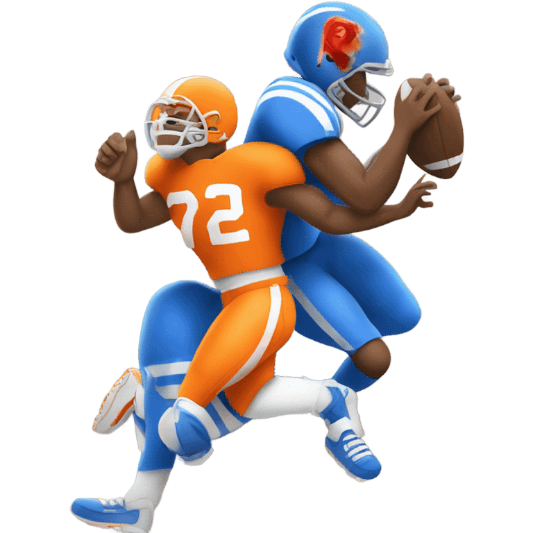 blue football player tackling orange player emoji