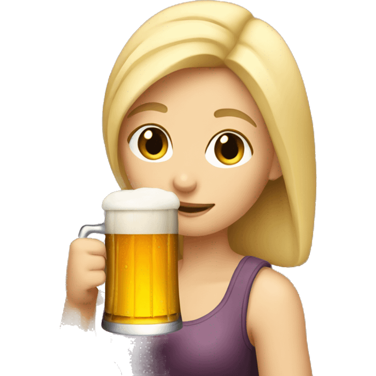 Blonde girl drinking beer emoji