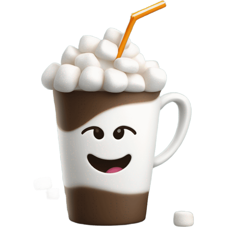 cup of coffee with marshmellows and straw emoji