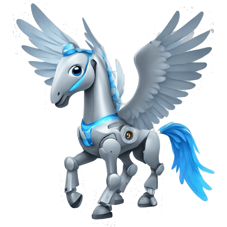 Robot Pegasus with blue wings emoji