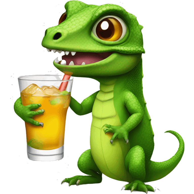 lizard with drink emoji