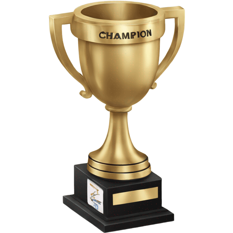 A championship trophy with 'Champion' written on it emoji