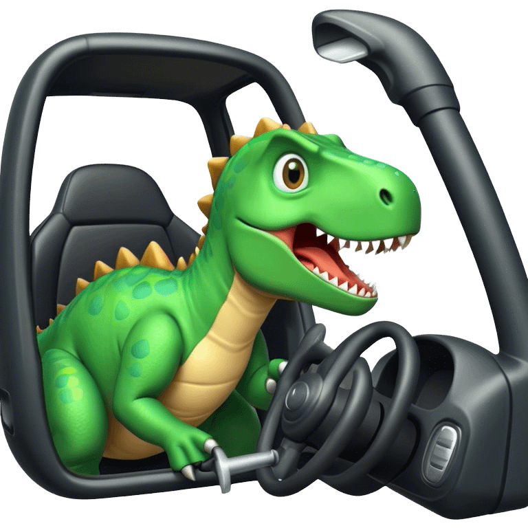 Dinosaur hitting a driver emoji