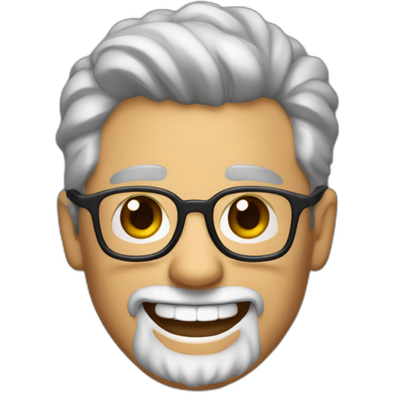 tan gray haired man with dark eybrows short full beard and glasseslaughing emoji