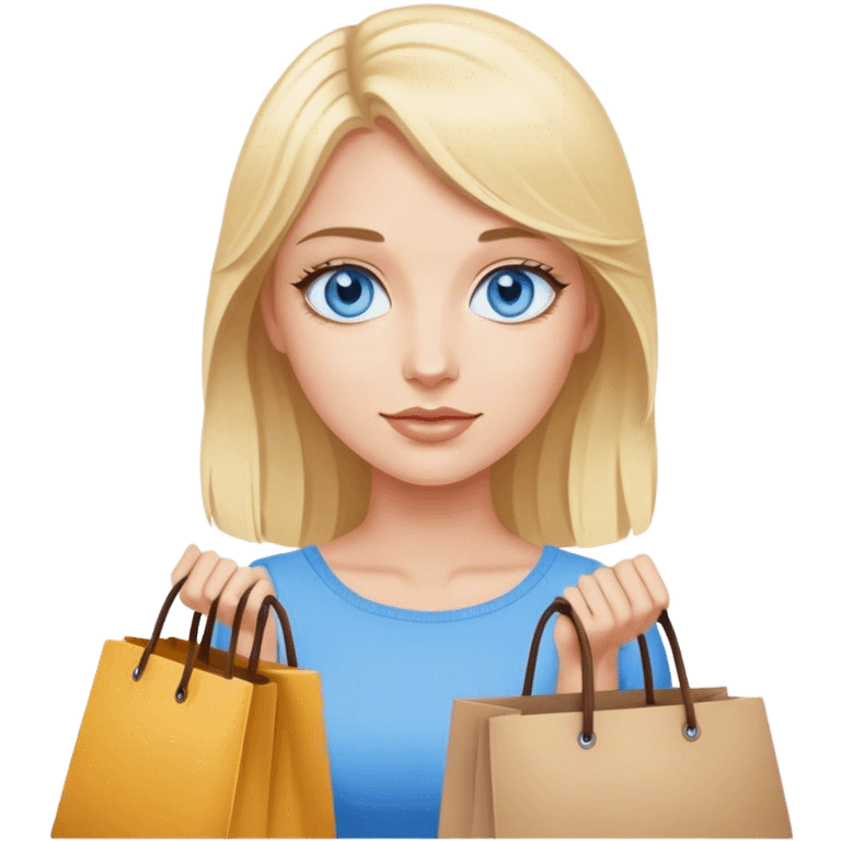 Blonde with blue eyes with bags in her hands emoji