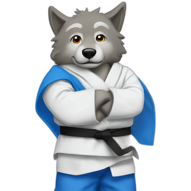 Un loup judoka emoji