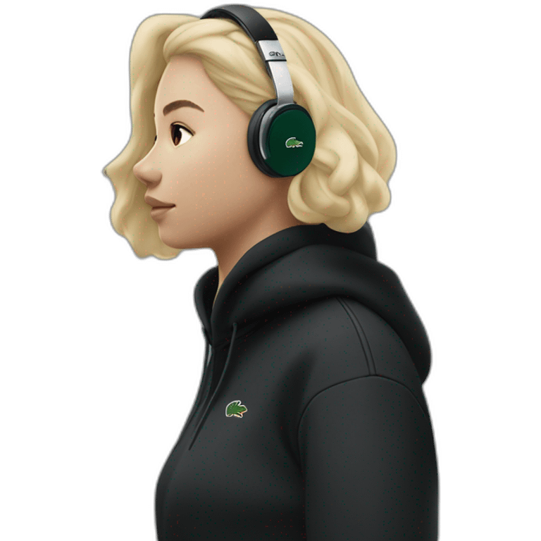 Lacoste headphone latina girl with black lacoste hoodie emoji