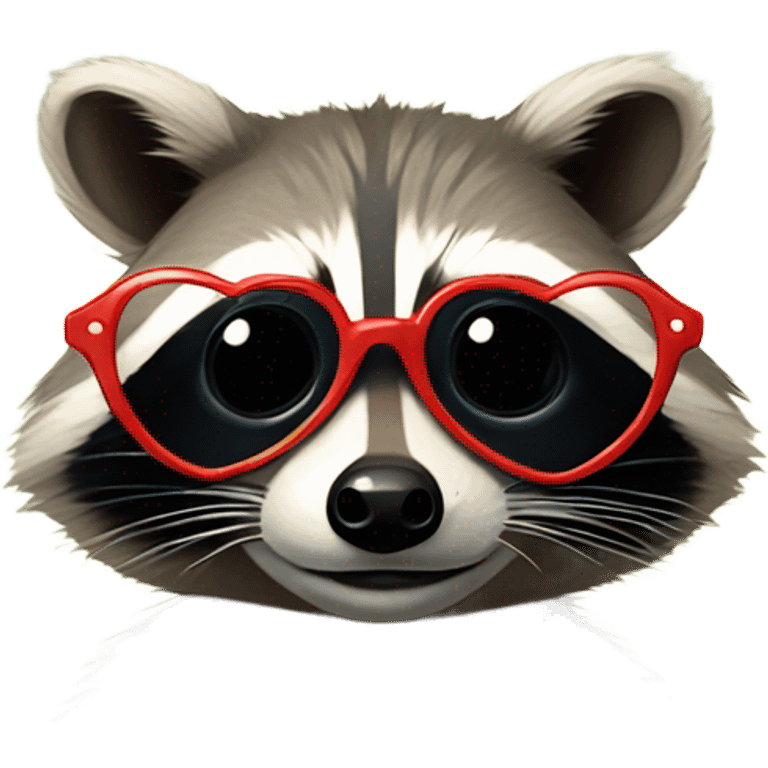 raccoon with heart shaped sun glasses emoji