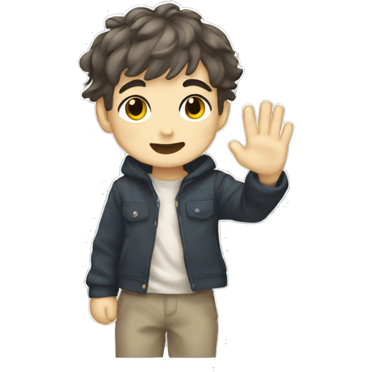 a chibi anime boy waving emoji