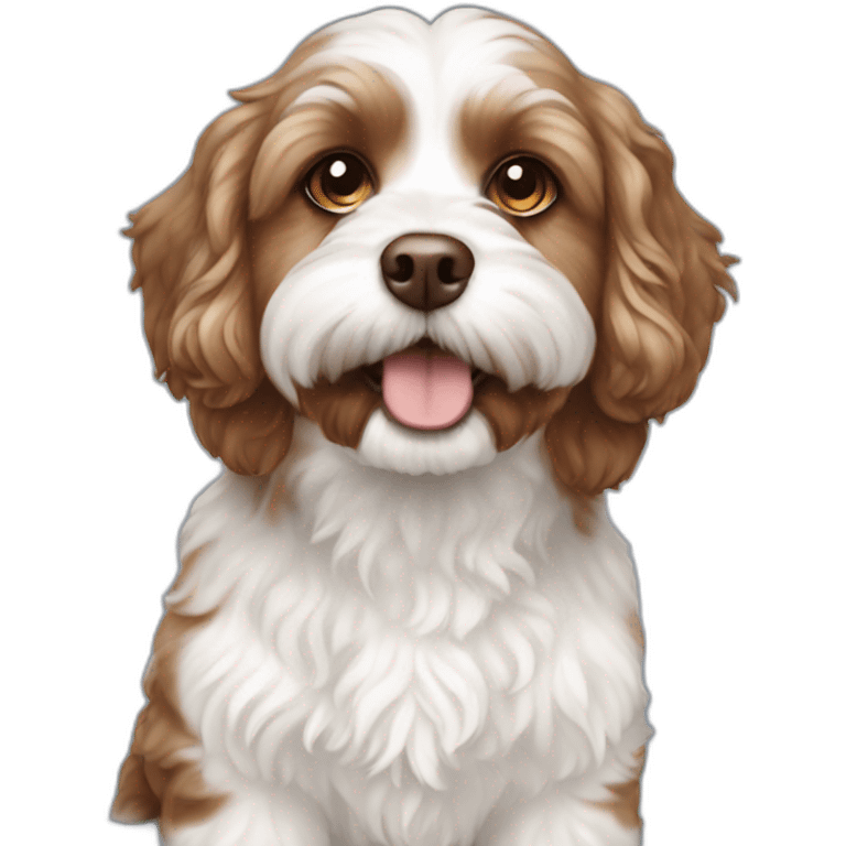 Brown white cavapoo emoji