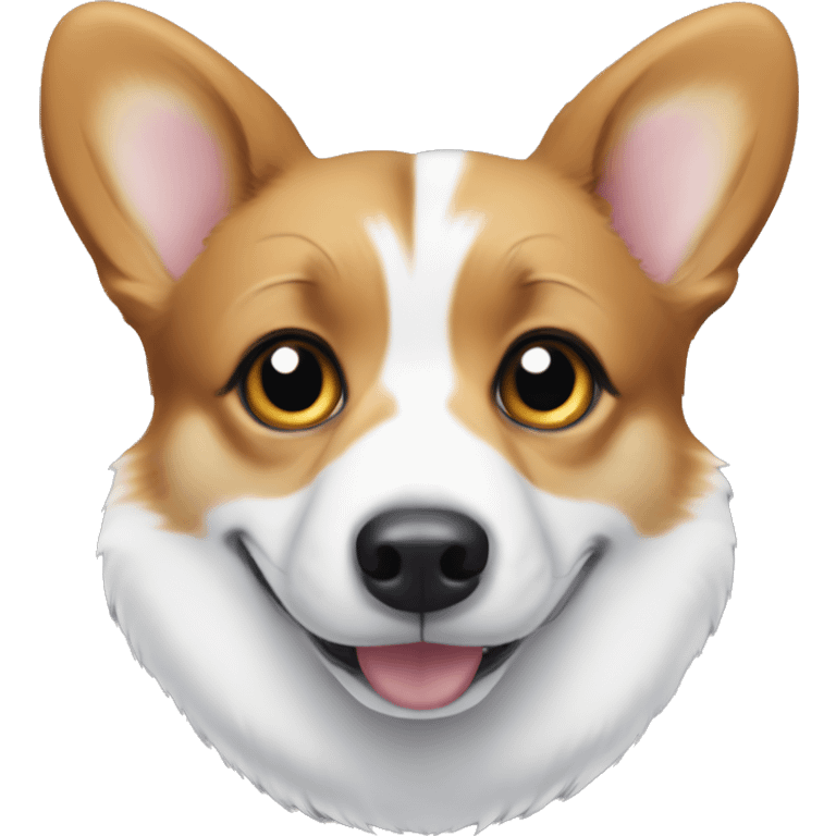 corgi, black and white corgi, different eyes, one eye brown, the other eye blue emoji