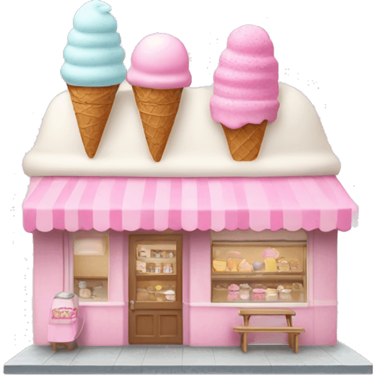 Pastel pink ice cream shop emoji