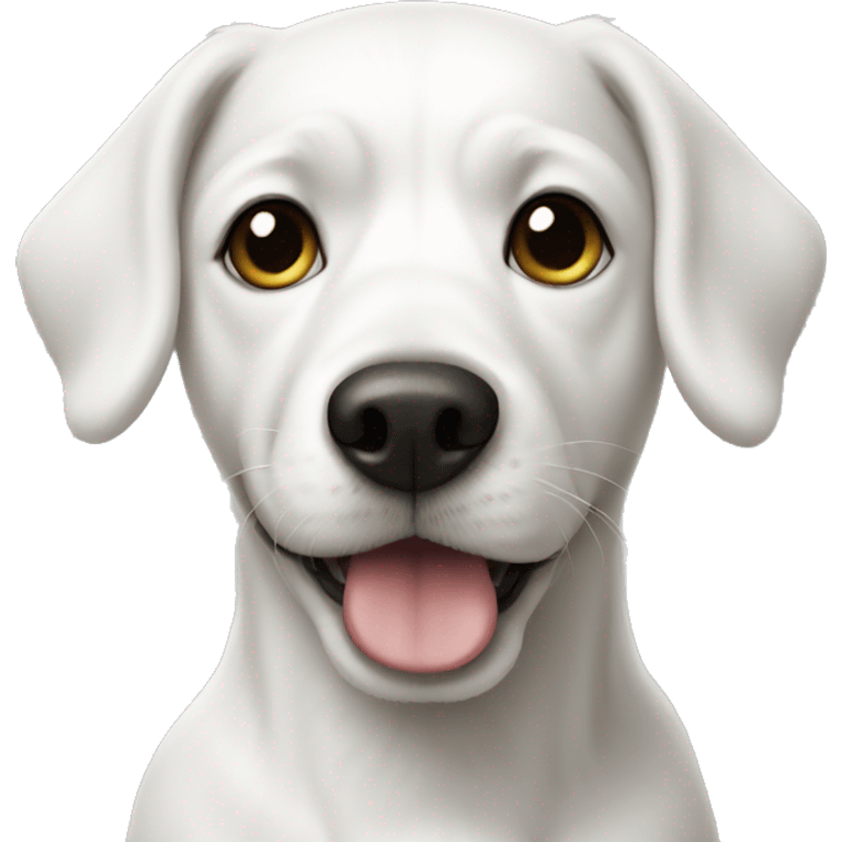 white dog with black spot on half of the face emoji