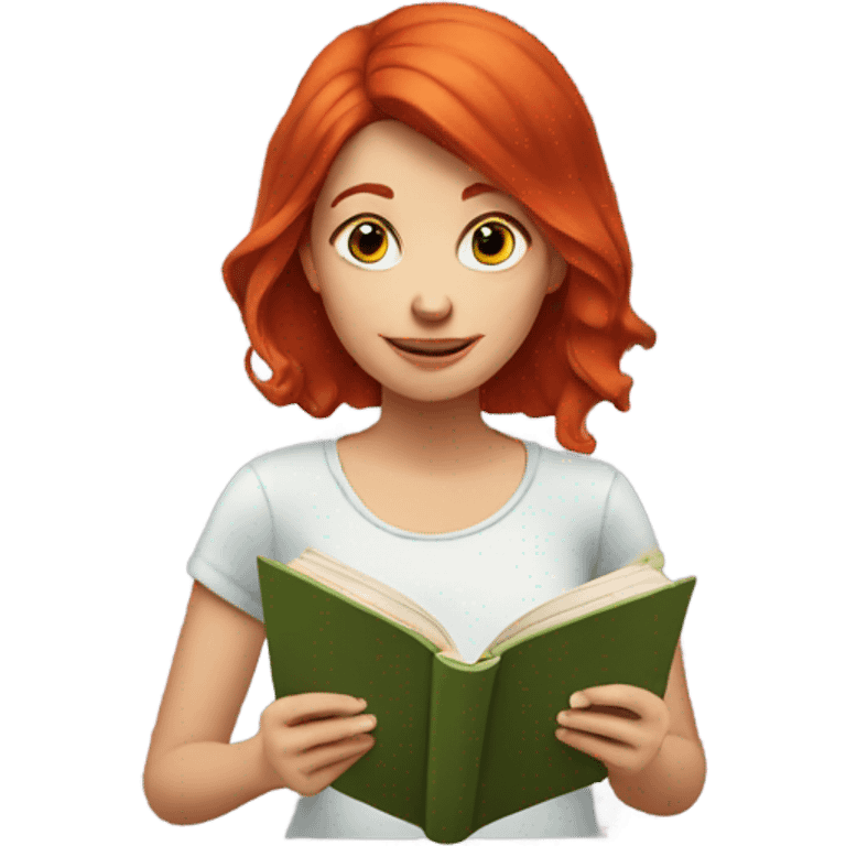 A red-haired girl is reading a book emoji