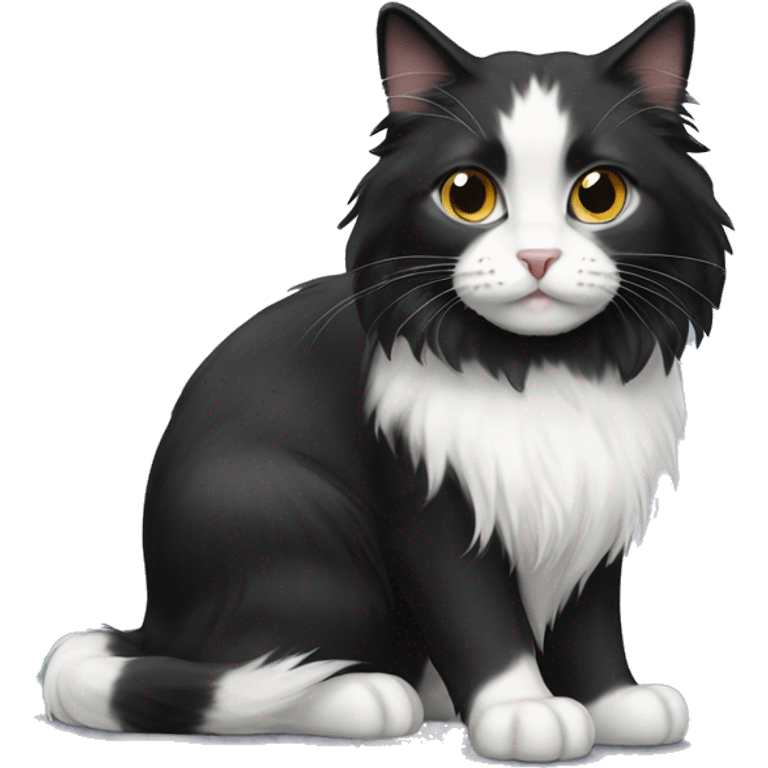 black-and-white cat domestic long-haired emoji