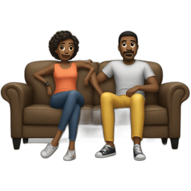 Couple watch movie couch emoji