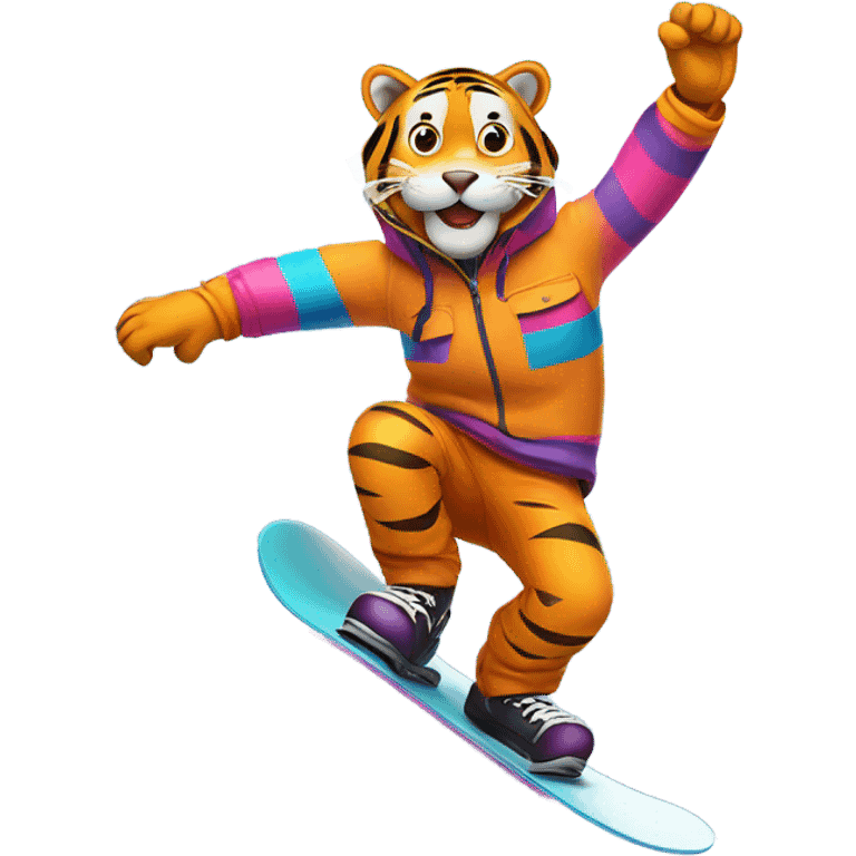 tiger snowboarding emoji