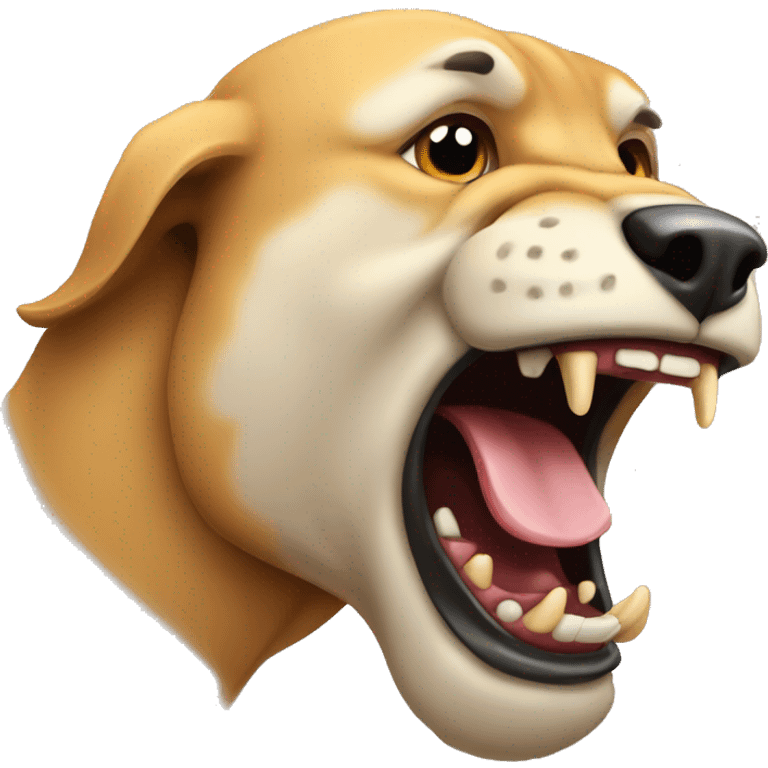 the mouth of an animal, in profile to the right side, an aggressive growl, saliva emoji