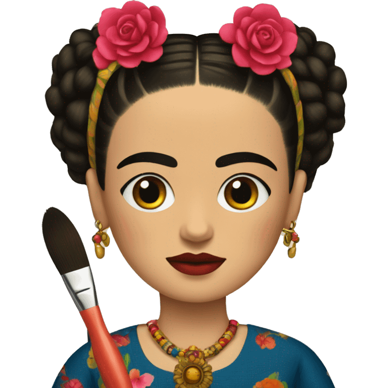 body frida kahlo kid with paintbrush emoji