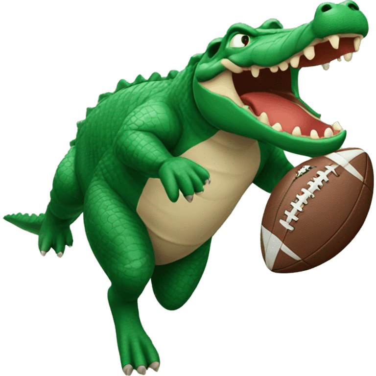 alligator running with a football emoji