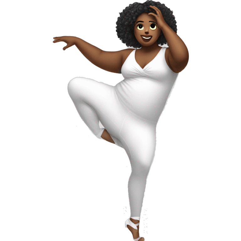 White Plus size dancer emoji