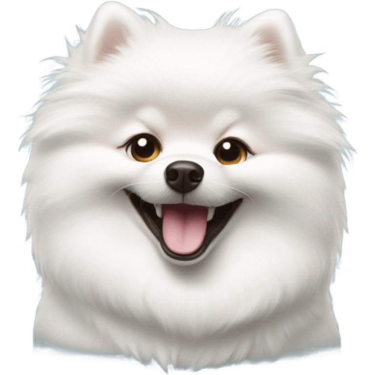 Laughing white pomeranian emoji