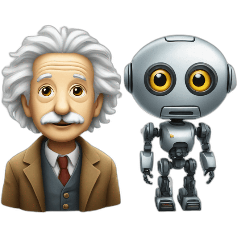 einstein and a robot emoji