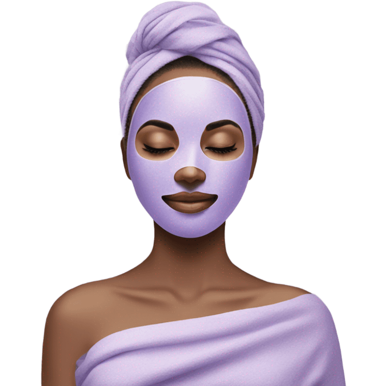 Lady with pastel Purple face mask spa beauty full face relaxing emoji