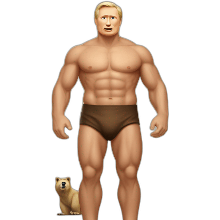 Vladimir Poutine shirtless rides a bear emoji