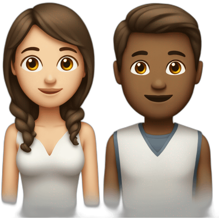 relationship into woman and man who has brown hair emoji